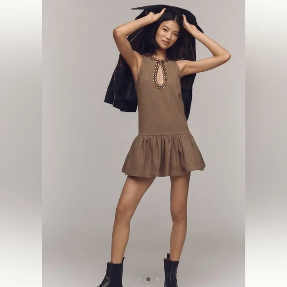 By Anthropologie beaded keyhole sleeveless minidress - Picture 6 of 15